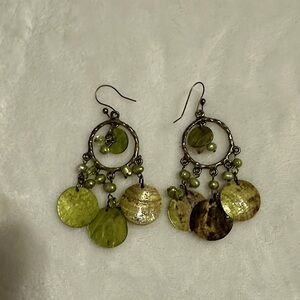 Green Shell Beaded Earrings